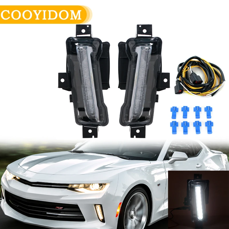 

DRL Fog Lights LED Clear Lens White Daytime Running Light For Chevy Camaro ZL1 RS 1LT 2016 2017 2018 2019