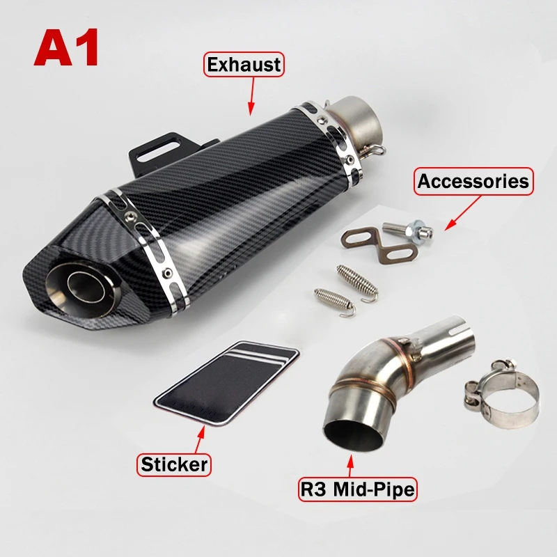 YZF-R3 OEM-FIT نظام عادم الدراجة النارية سهل الارتداء Mod Race Style كاتم الصوت R11 Escape silencieux DB Killer لياماها R3 MT03 R25