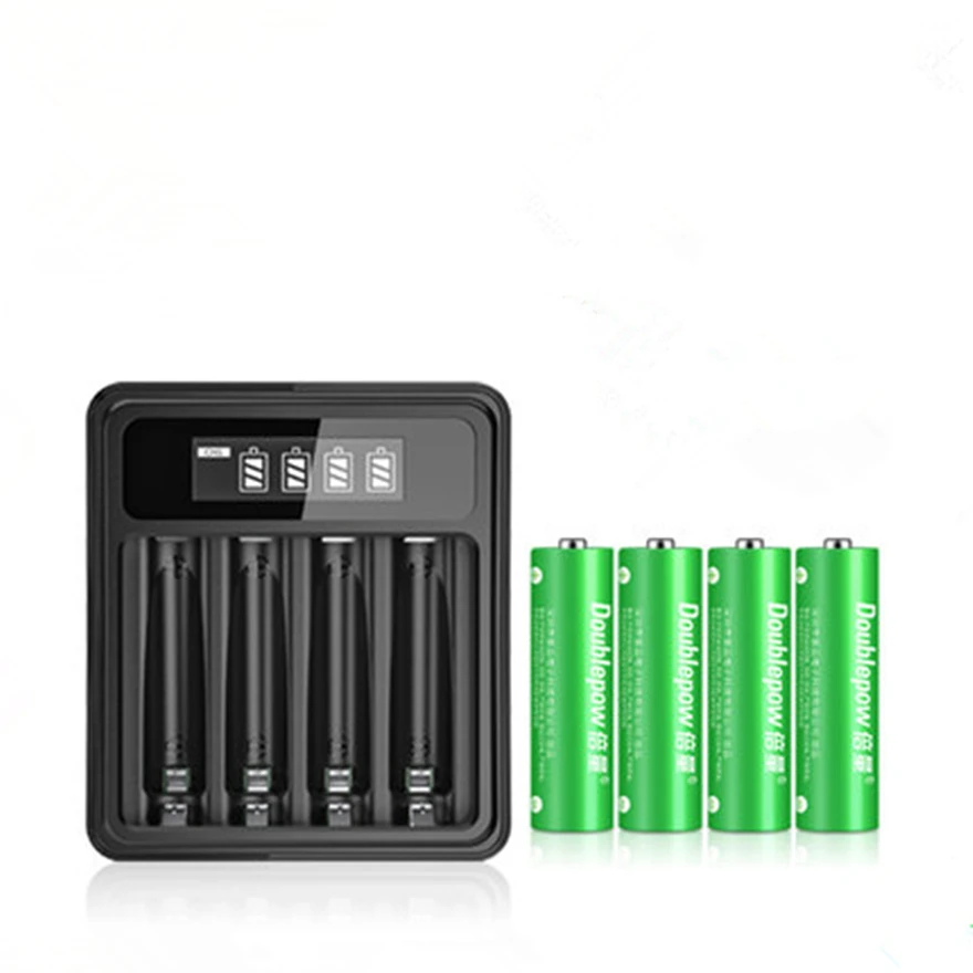 4PCS Camera Flash 3400mWh 1.5v AA Rechargeable Li-Ion Battery+4 Slot Universal AA AAA Smart Constant Voltage Charger USB Charger