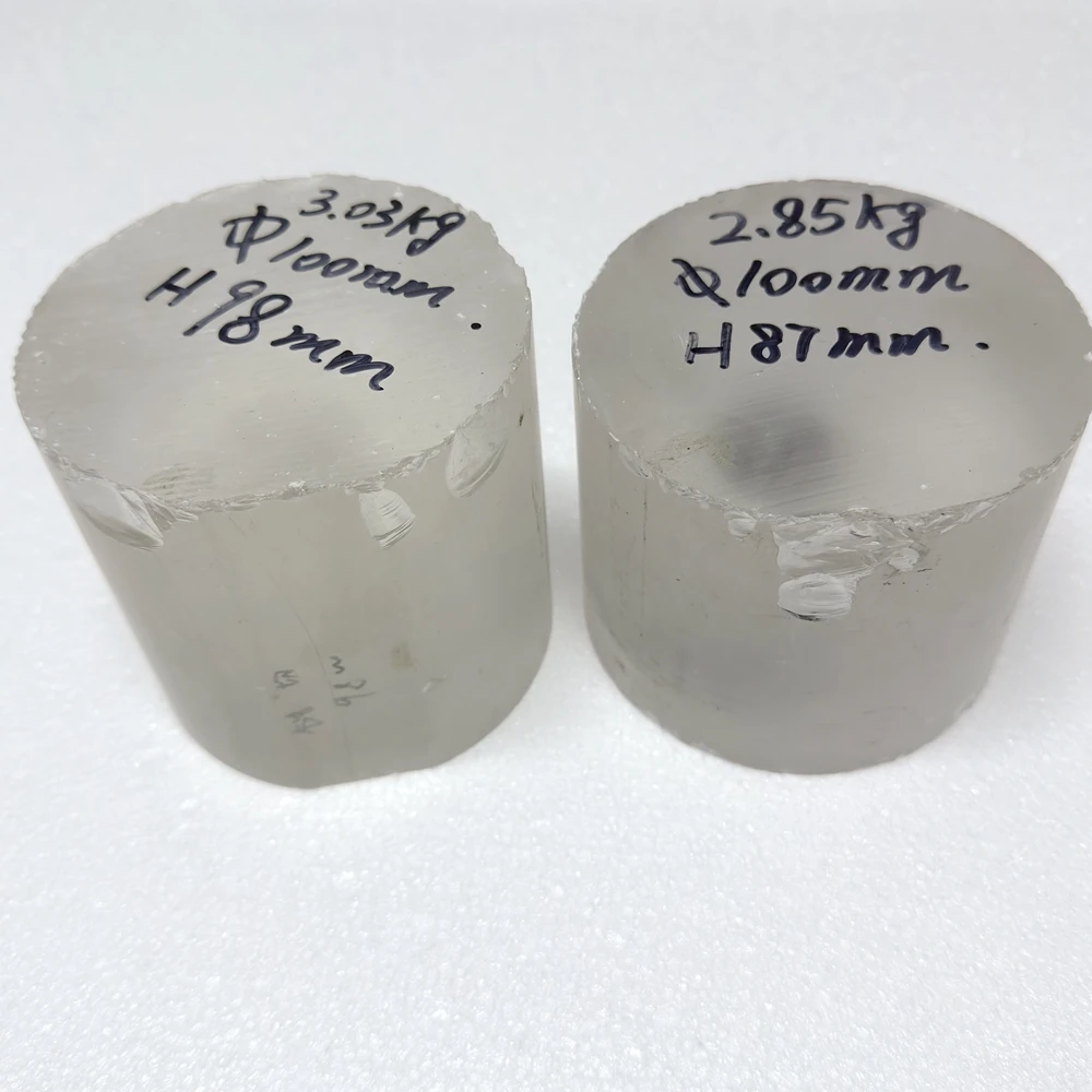 100mm Round Column Synthetic White Sapphire Raw Stone White Corundum Cylinder Rough Blank