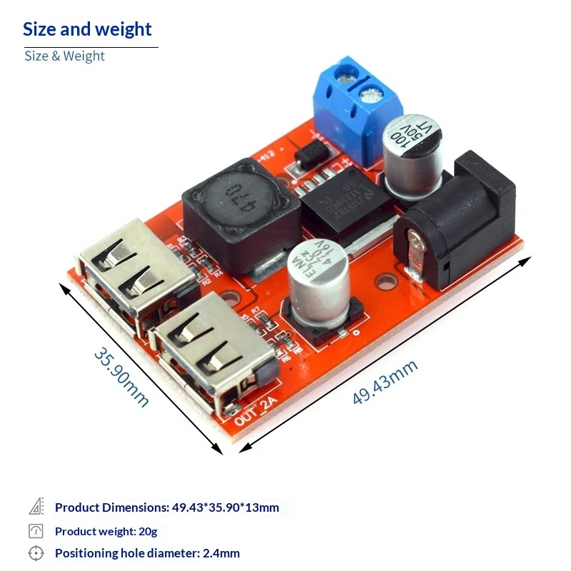 9V/12V/24V/36V to 5V 3A DC-DC Step-down Module, Car & Solar Voltage Regulator
