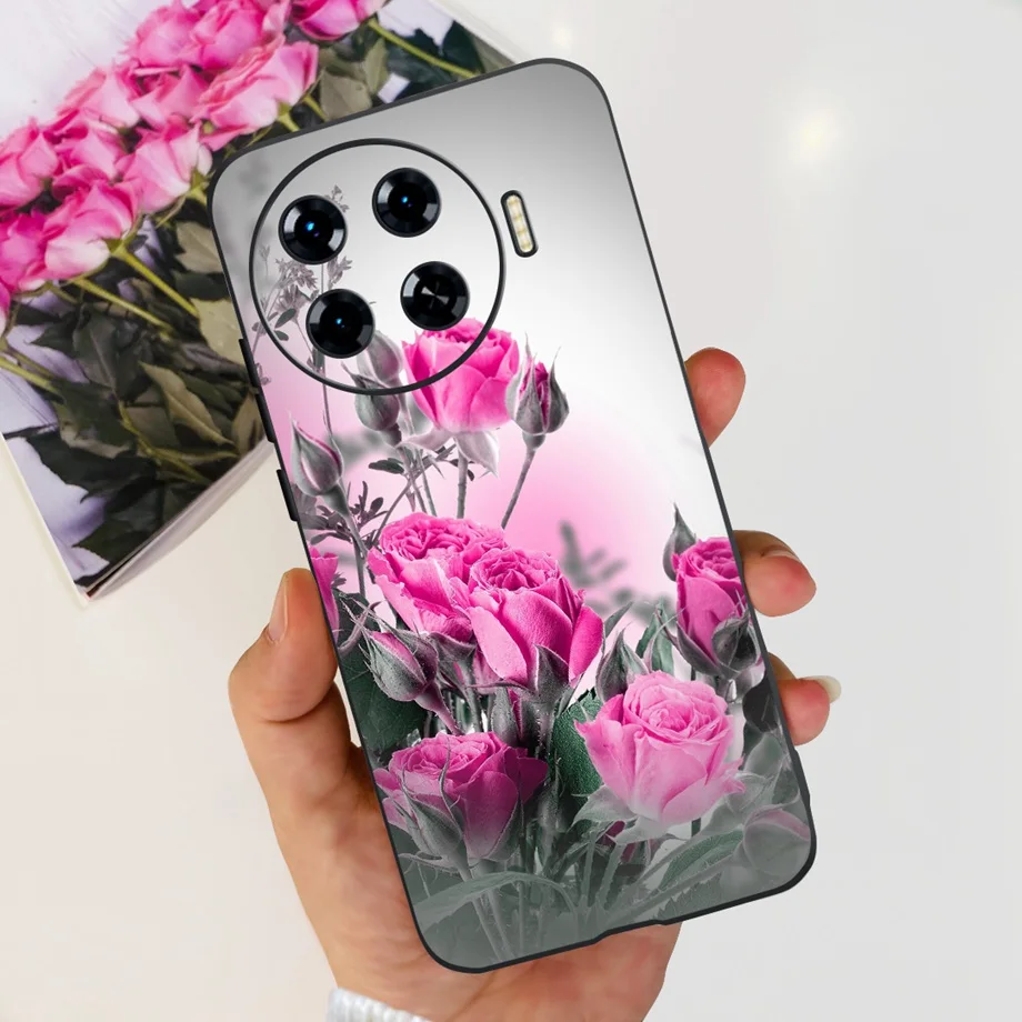 For Spark 20 Pro+ Soft Silicone Coque Fundas For Tecno Spark 20 Pro Plus Cute Colorful Painting Rose Flower Clear Bumper Shell