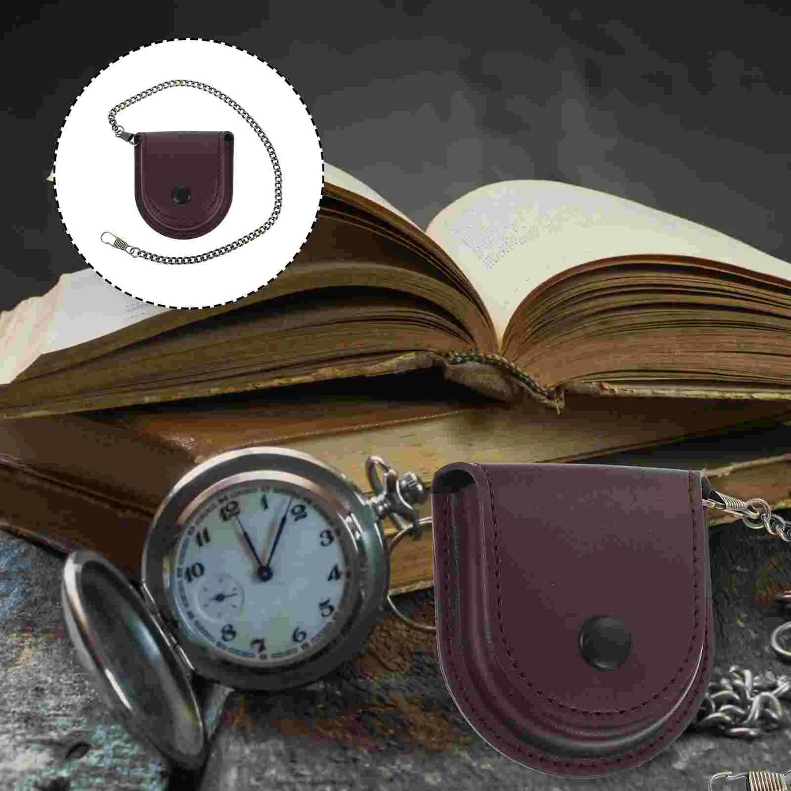 Men and Women Watch Case Travel Watches Chain Design Container Pu Pocket Protector Holder Bag