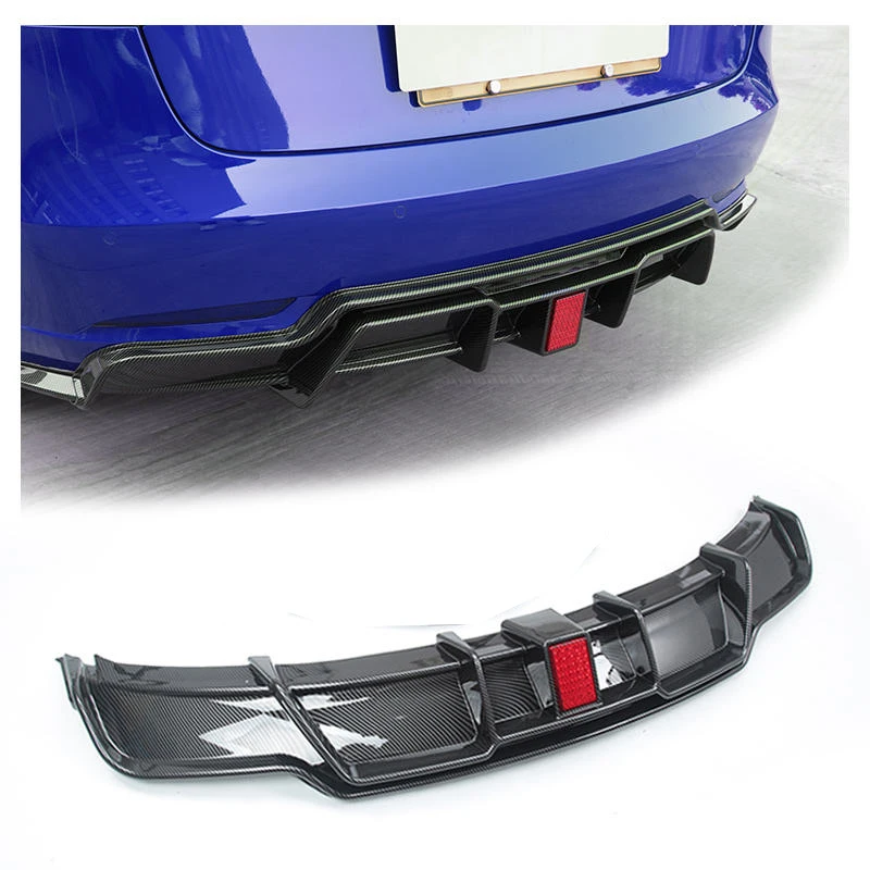 High quality Carbon Fiber Style Car Bumper Rear Diffuser  For  Model 3