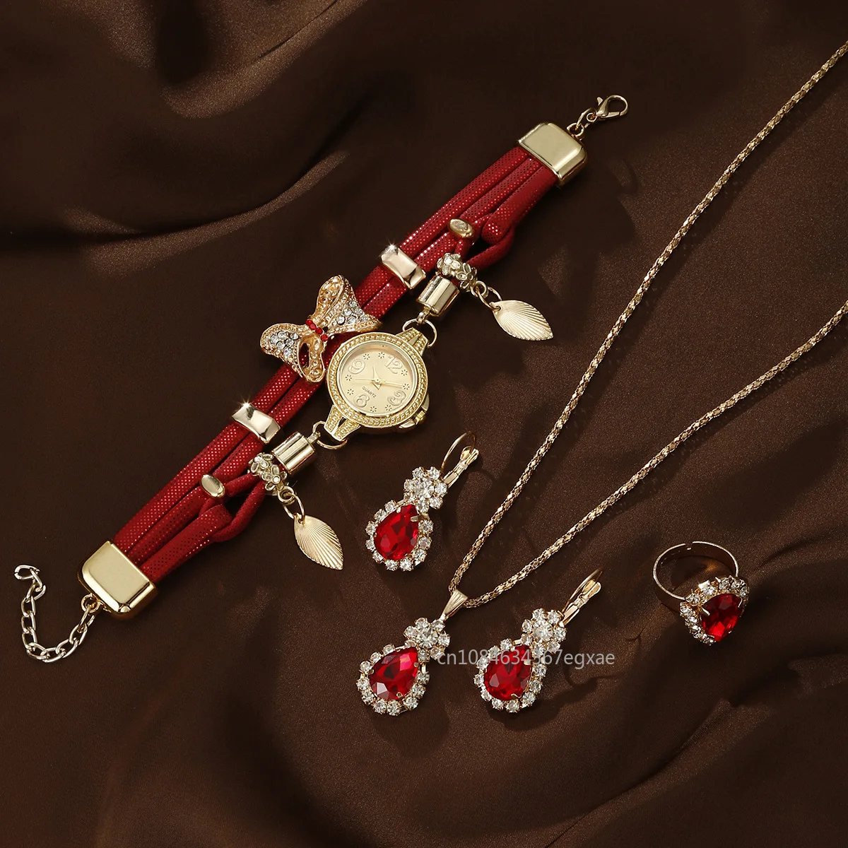 5/1 шт. комплект, модные женские часы, классические ретро кварцевые часы с ювелирным браслетом, серьги, повседневные аналоговые наручные часы со стразами