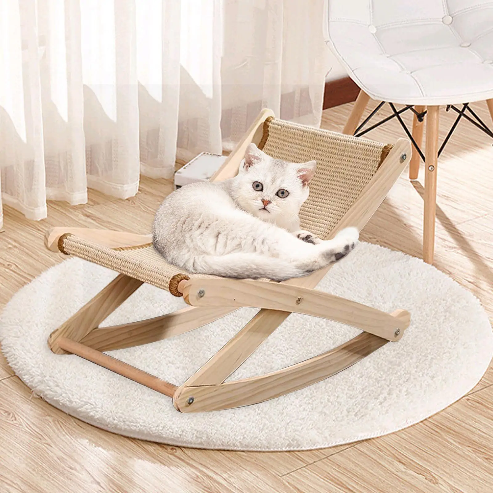 Cat Rocking Chair Grind Claws Cat Hammock Bed for Kitty Small Animal Dogs