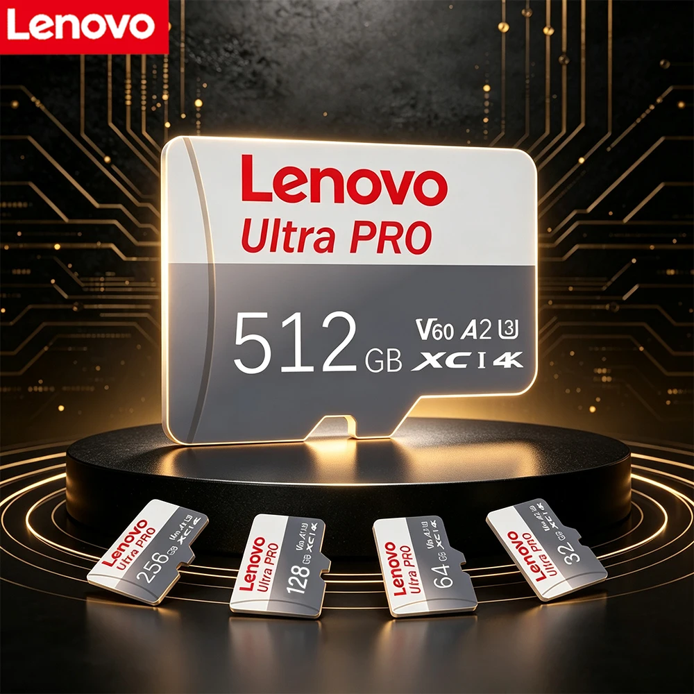 Lenovo Extreme MicroSDXC Card - 512GB 256GB 128GB 64GB XC-I 4K UHD Full HD Video High Speed UHS V30 A2 for Drones Cameras