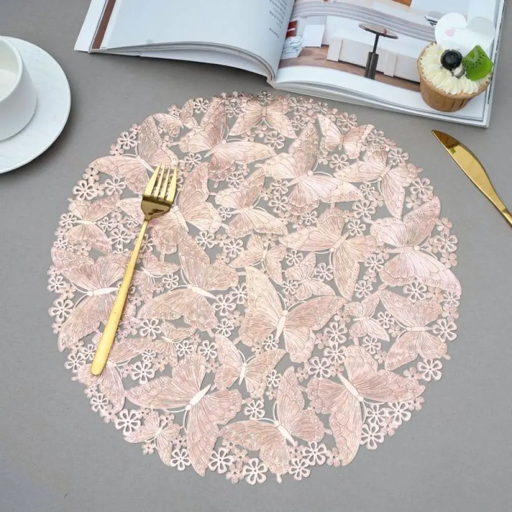 Modern Butterfly Lace Placemat Nordic Style Round Table Pad Waterproof Oilproof Protective Dining Room Decoration