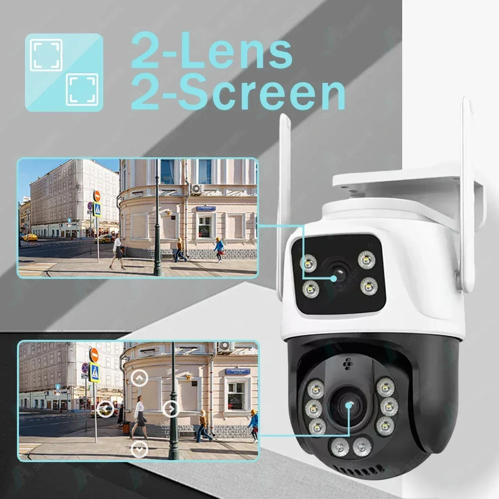 8MP 4K PTZ IP Camera Dual-Lens Human Detect CCTV Camera 4MP Smart Home Outdoor Wifi Surveillance Protection Camera ICSEE APP