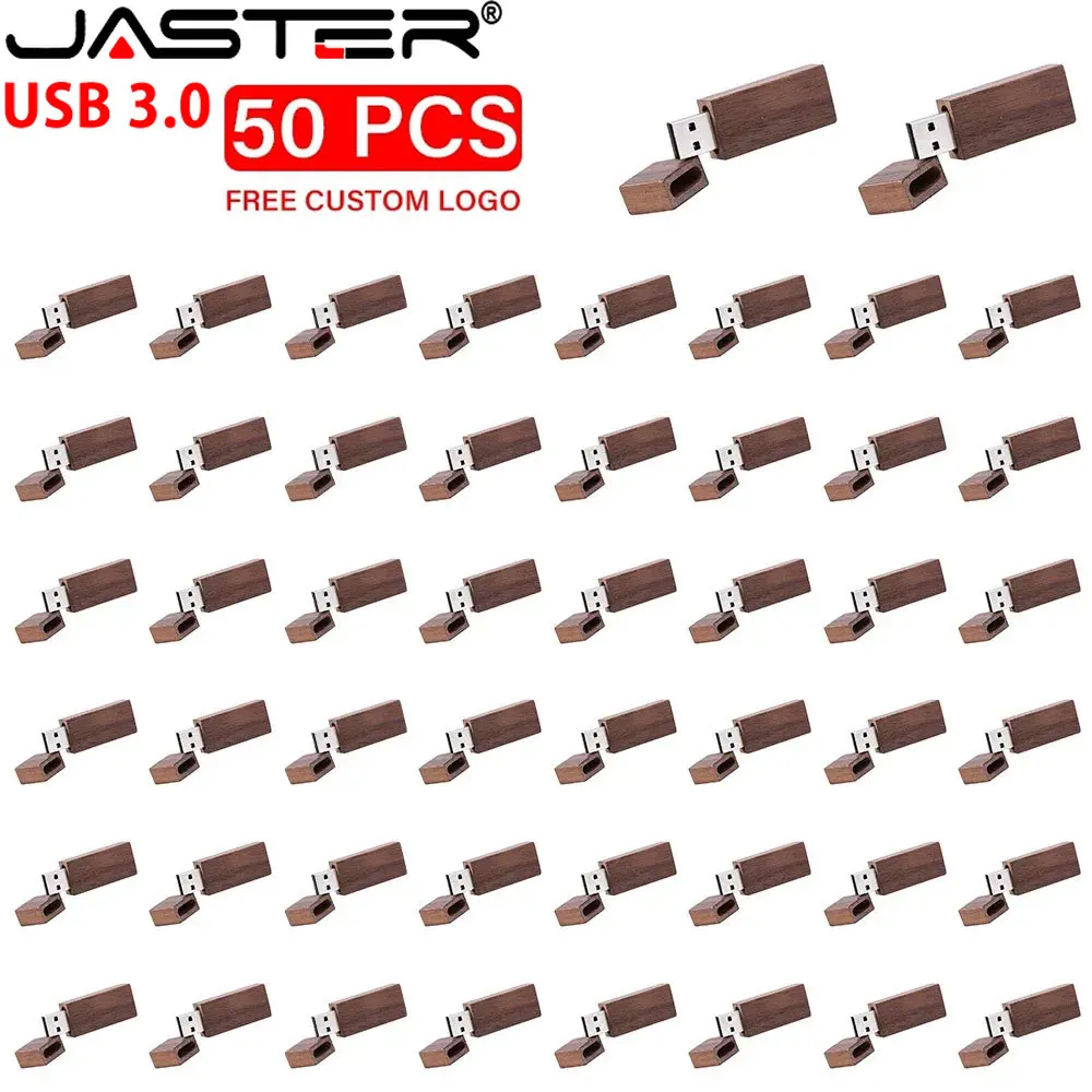 50PCS LOT USB 3.0 Flash Drives 128GB Free Custom Logo Pen Drive 64GB Maple Wood Pretty Box Memory Stick 32GB Business USB Stick