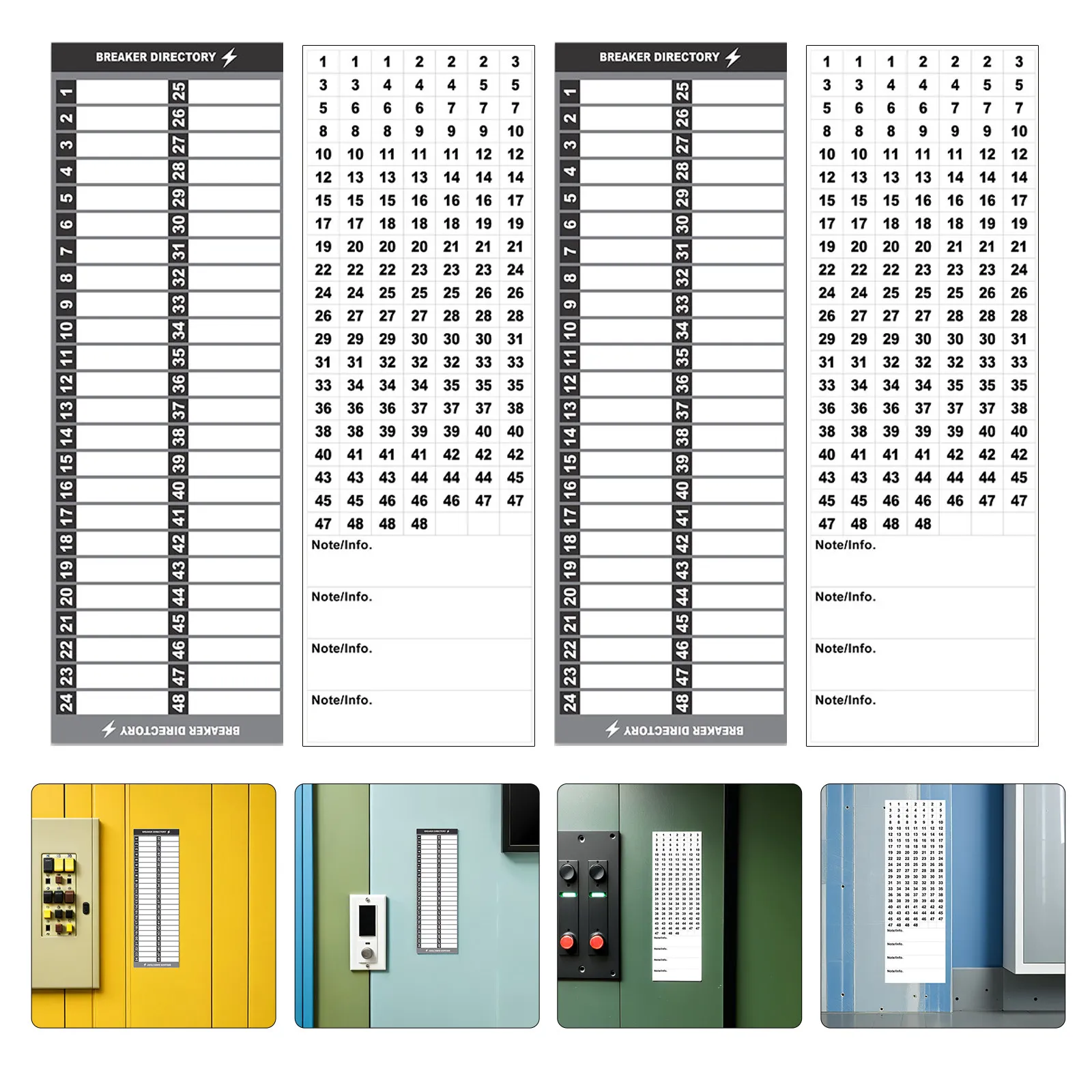 2Sets Electrical Box Labels Self-Adhesive Waterproof Breaker Panel Stickers for Electric Distribution Box Cable Identification