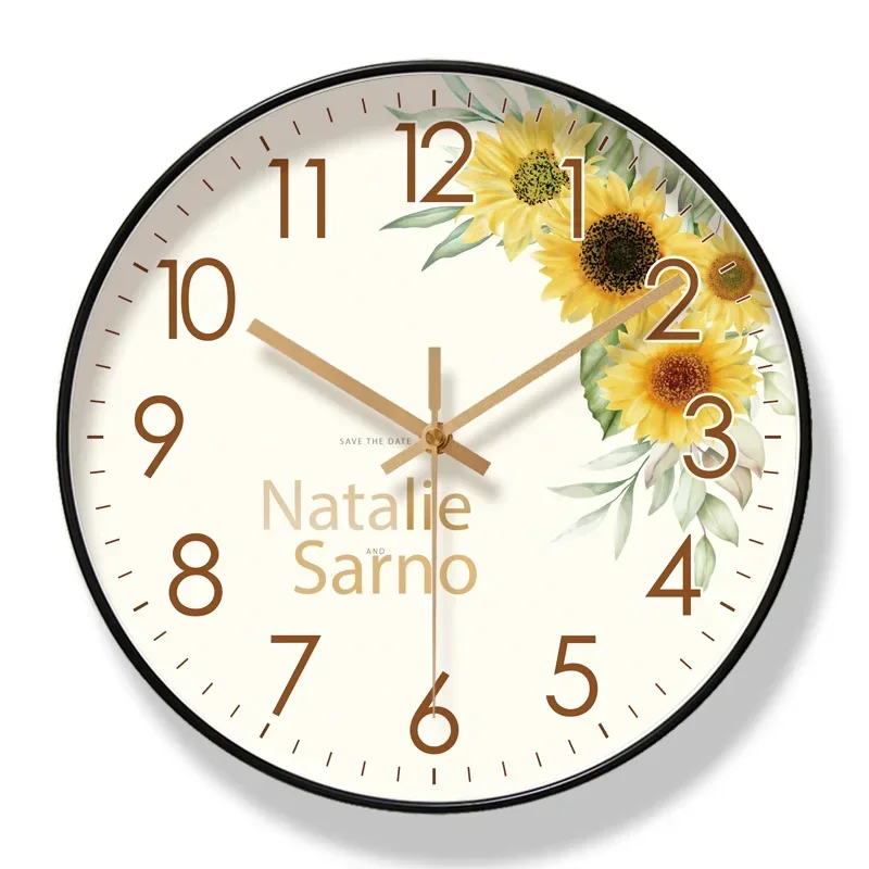 2025 New 10/12/14-inch Sunflower Wall Clock Living Room Clock Simple Pastoral Fashion Home Decor Sound Scan Second Quartz Clocks