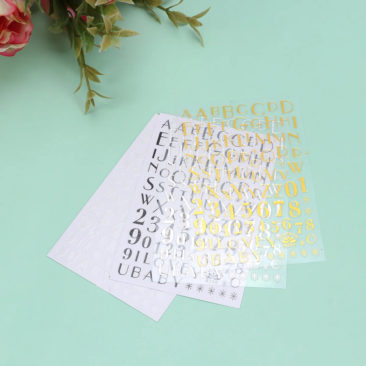 8 قطع من ملصقات فن الأظافر اللاصقة بأنماط الحروف الجميلة DIY ملصقات مانيكير للأظافر متوافقة مع أحداث العطلات #2