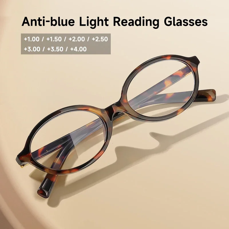Ovale Vintage-Lesebrille für Damen, Anti-Blaulicht-Leser, Herren, blockiert blaues Licht, Presbyopie-Brille, modische Brillen