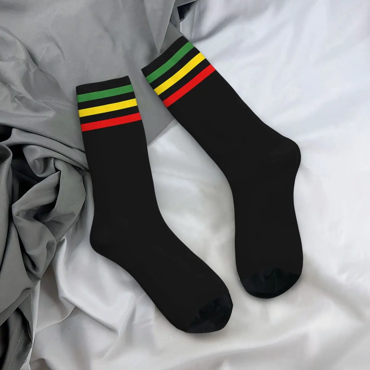 Sock for Men Jamaica Stripes Rastafarian Legends Harajuku Rastafari Rasta Breathable Pattern Printed Crew Sock Novelty Gift