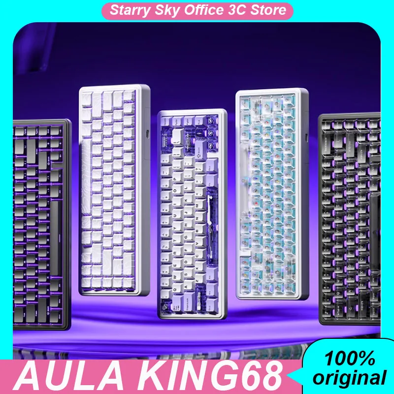 

AULA King68 Проводная механическая клавиатура Индуктивная ось 8K RT0.01 0,125 мс Прокладка с низкой задержкой Горячая замена ПК Киберспортивные клавиатуры для ноутбуков