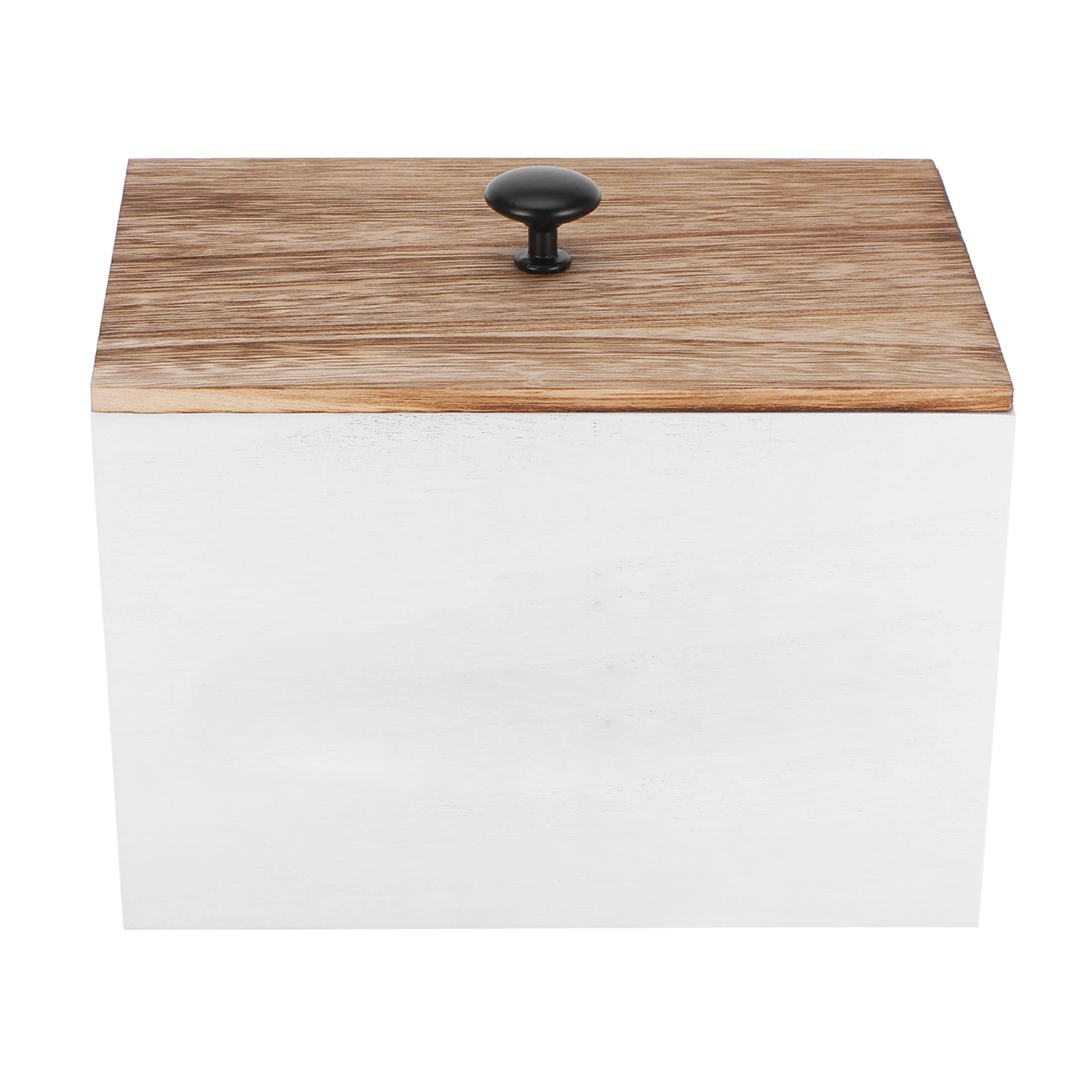 

Wooden Storage Box with Lid 3-Compartment Cotton Swabs Balls Rounds Organizer Vanity Desk Container Makeup Pad Holder