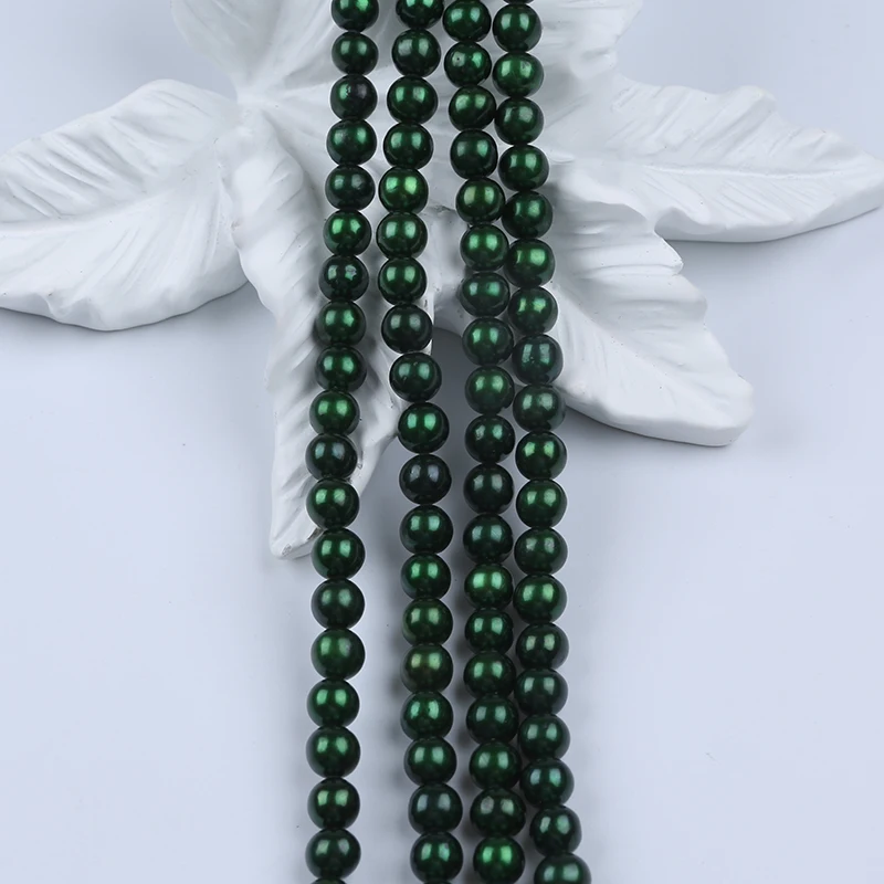 7-8mm Natural Pistachio Green color Loose Beads Real Freshwater Potato Pearl Strand