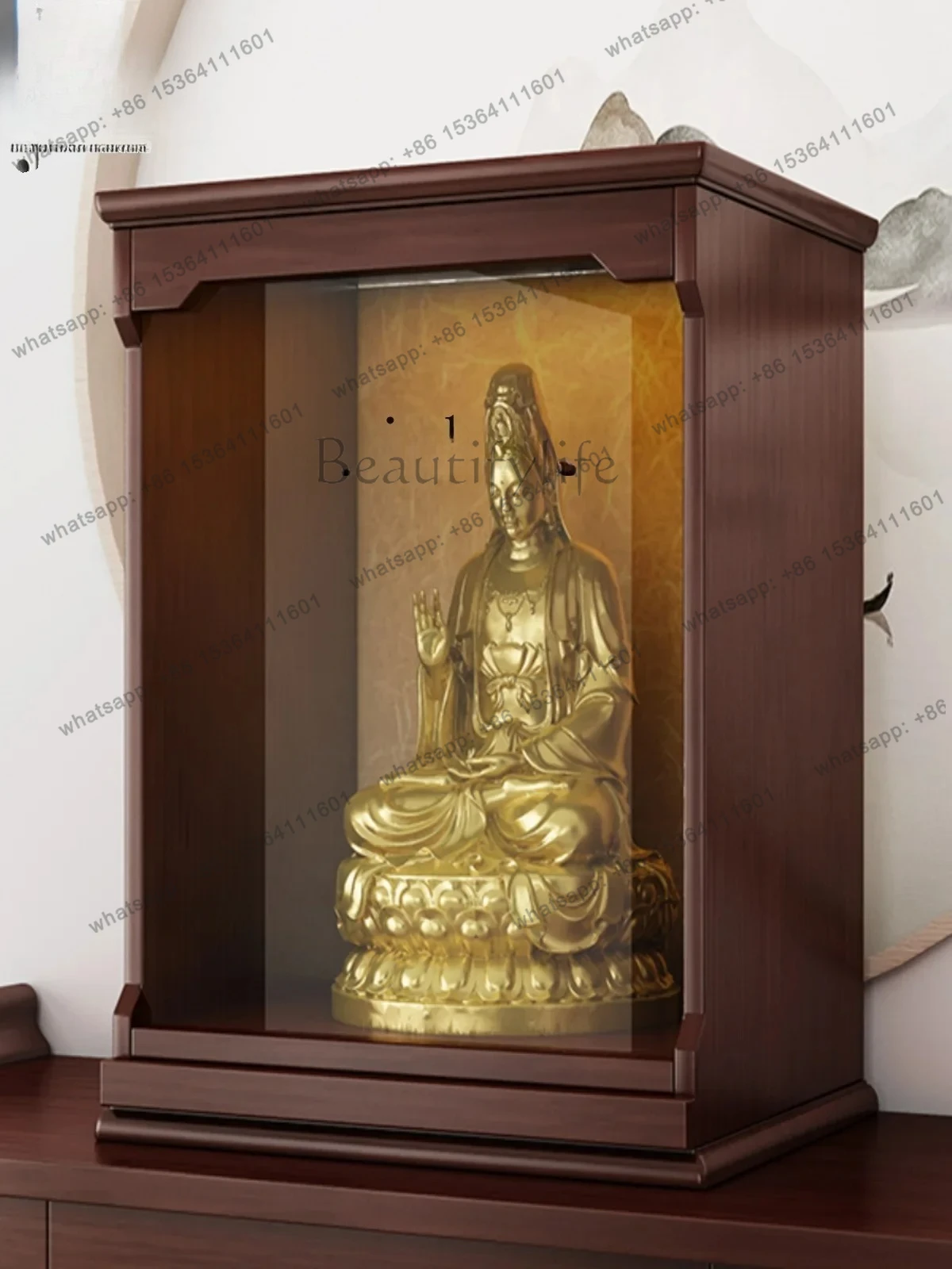 Buddhist platform vertical cabinet solid wood Buddhist niche modern home offering table simple