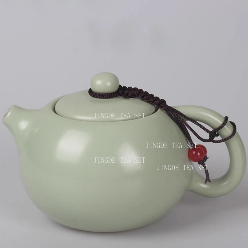 210ml Ru Kiln Ceramic Tea Pot Light Green Handmade Ice Cracked and Sliced Xishi Teapot Anti Scalding Teapot Can Be Maintained