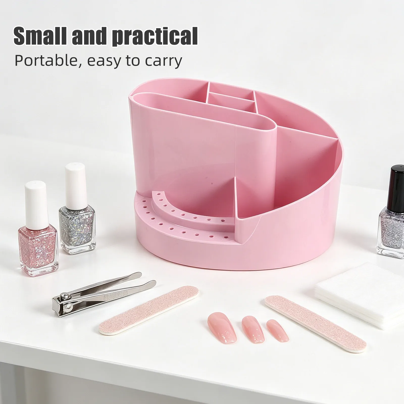 Nail Organizer Storage Box 7 Compartments Plastic Manicure Tools Holder Drill Bit Organizer Nail Tech Desk Storage Case Salon view 2