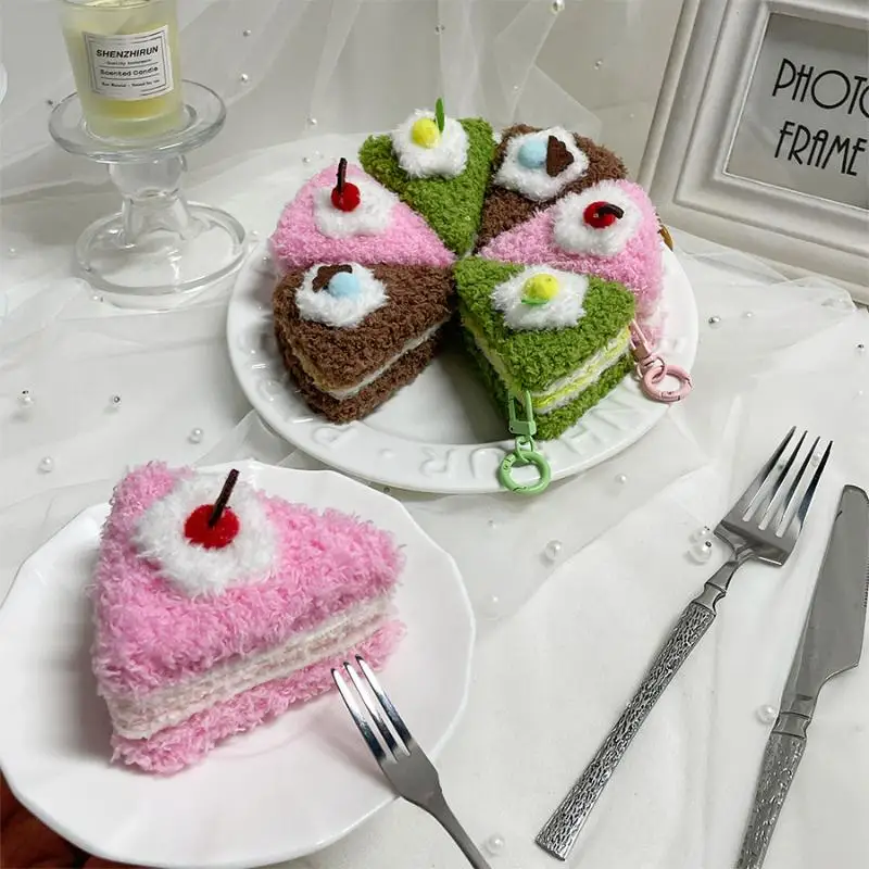 かわいい三角形千層ケーキ食品ぬいぐるみキーホルダークリエイティブ漫画人形ペンダントかわいいバックパック飾り装飾ギフト