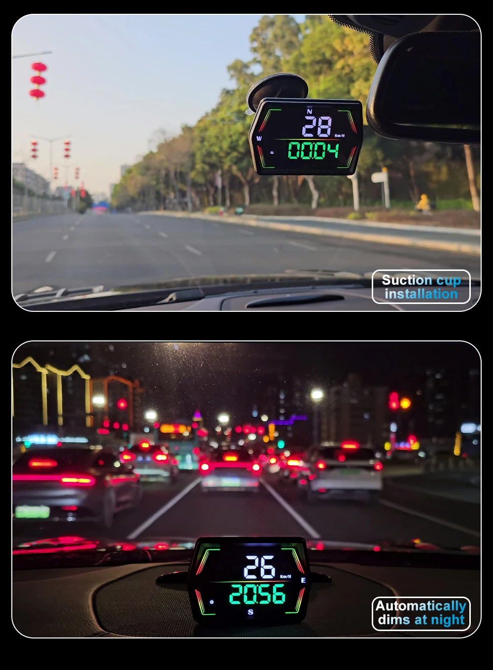 HUD G21 Head-up-Display Auto Digitaler Tachometer Großer Schriftzug Kompass Uhrzeit Geschwindigkeitswarnung Windschutzscheiben-Projektor für alle Fahrzeuge – Detail 18