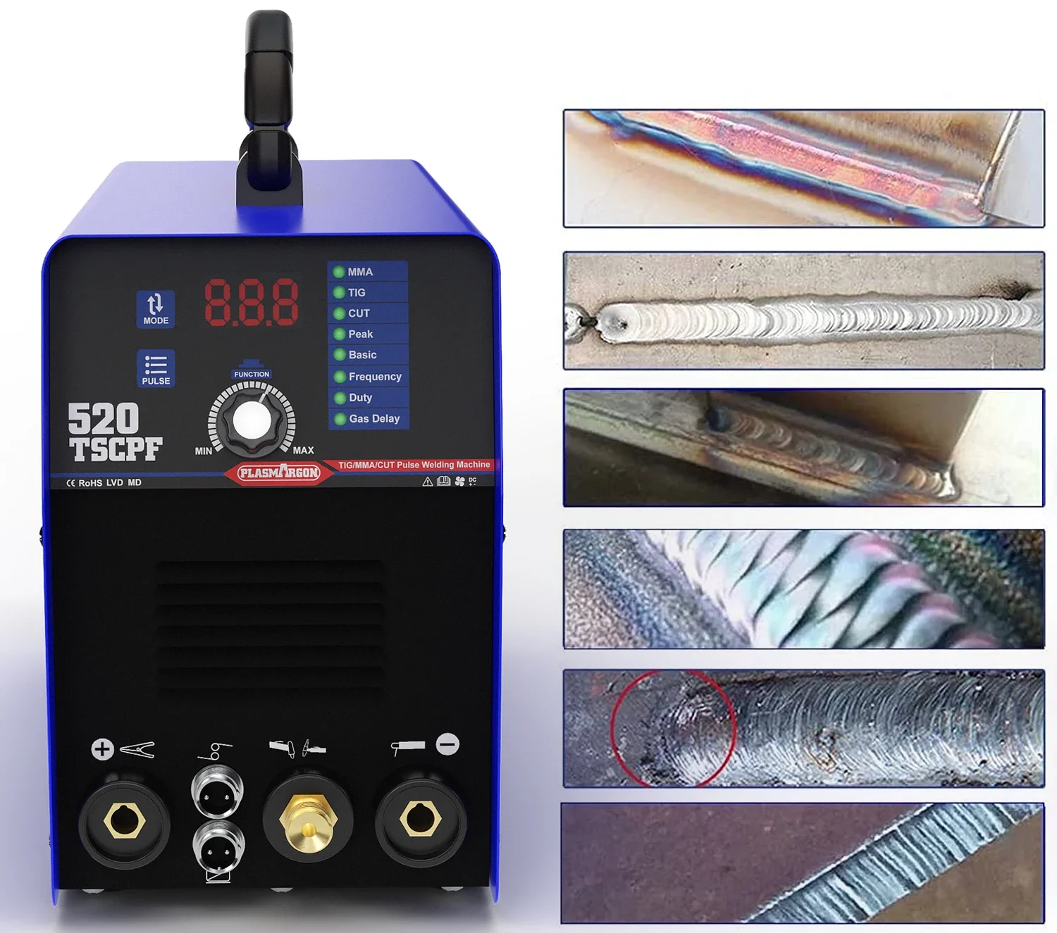 Plasmargon Plasma cutter 4 in 1 Welding Machine 520TSCPF DC Inverter Spot Welder TIG MMA IGBT Pulse CNC Metal Cutting Machine