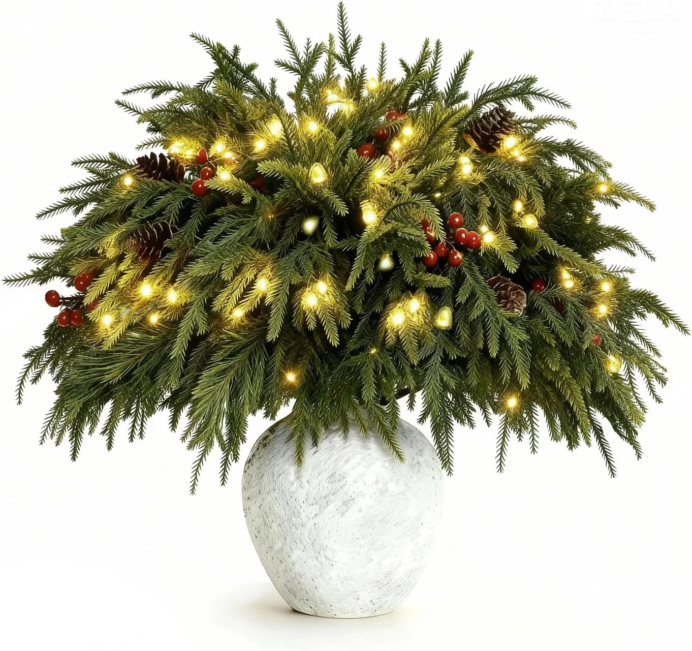 

22Pcs 23in Artificial Norfolk Pine Branches with Light Strip for DIY Wreaths & Home Decor