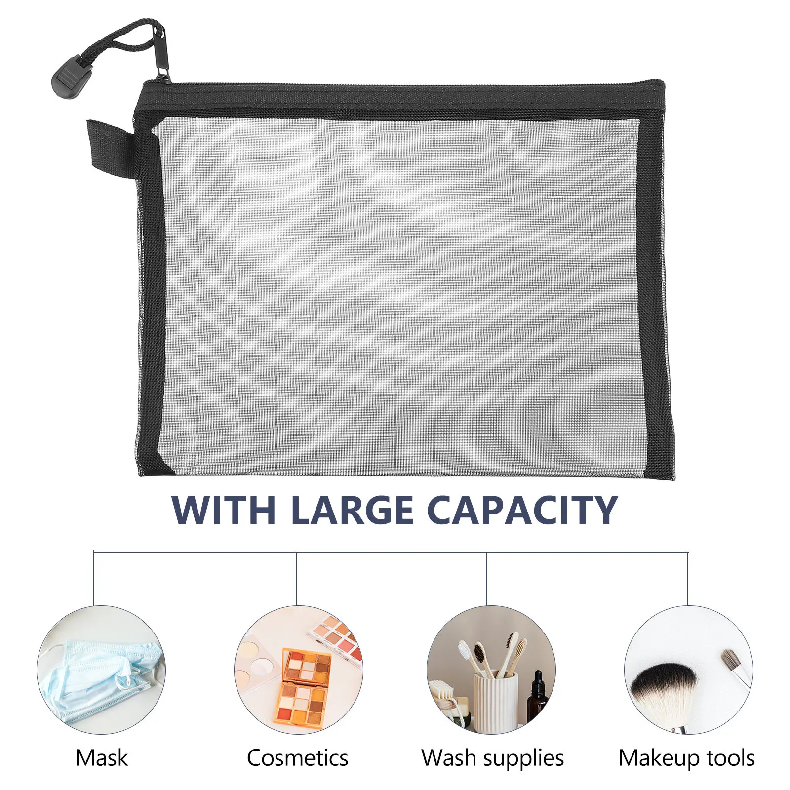 

15Pcs Travel Toiletry Bag Mesh Pencil Pouch File Organizer for Office School Documents Makeup Storage