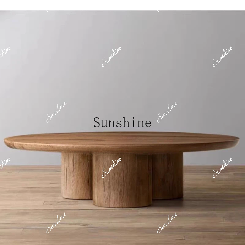 

Modern simple home solid wood coffee table living room coffee table American retro side table FT