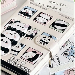 cartoon panda theme notebook color page illustration soft leather magnetic buckle notepad children's cute diary