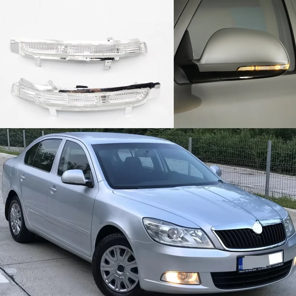 ABLL-Left And Right LED Rearview Mirror Light Turn Signals Light Wing Repeater Indicator Lamp For Skoda Octavia 09-13 Superb