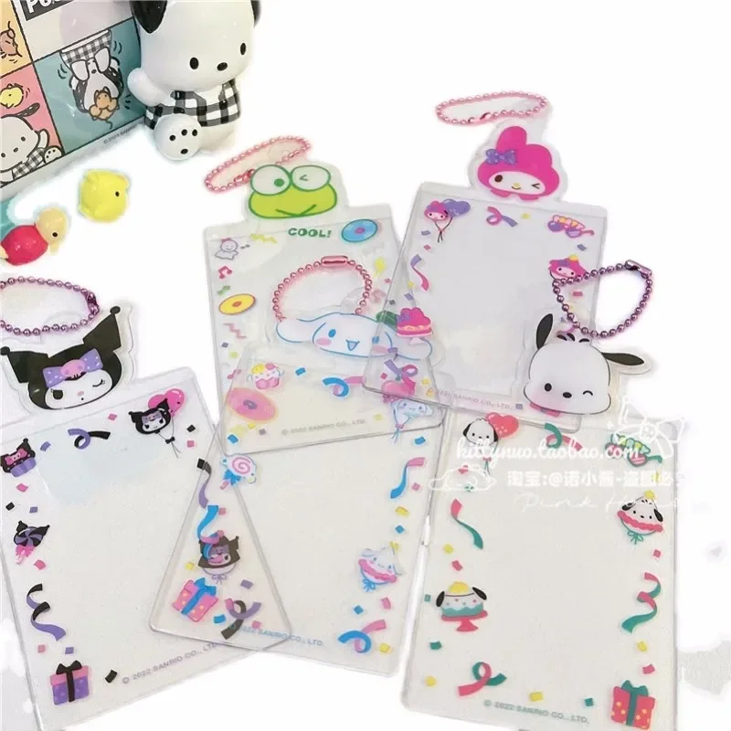 Sanrio HelloKitty Anime Card Case Key Chain My Melody Kuromi Cinnamoroll Pachacco Photo Storage Bag Birthday Present Kawaii Gift