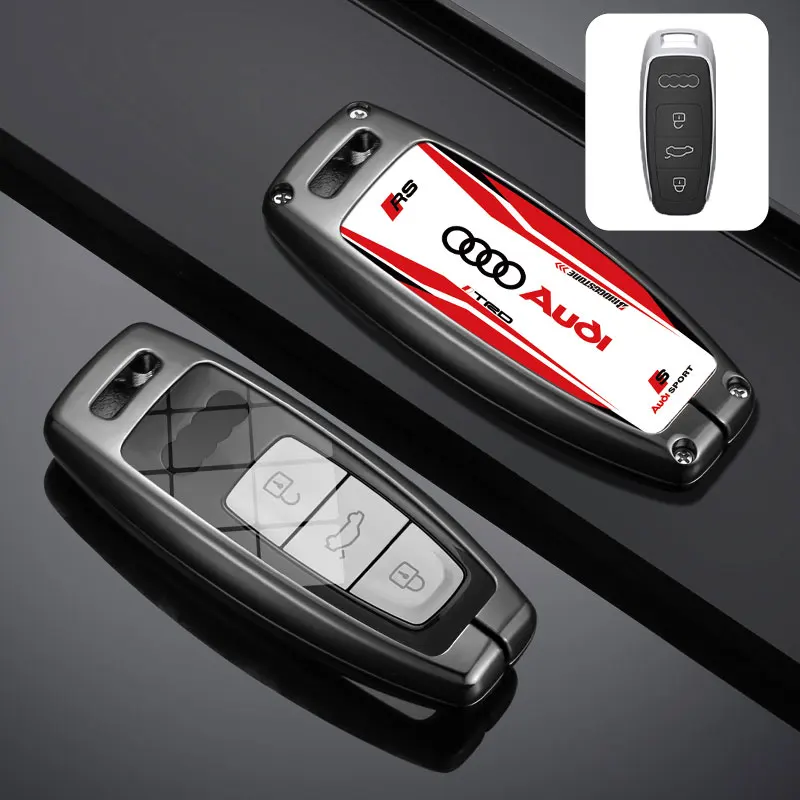 Car Remote Key Case Cover Shell Fob For Audi A3 A4 B9 A6 A7 4K A8 E-tron Q5 Q8 C8 D5 SQ8 Protector Bag Keychain Auto Accessories