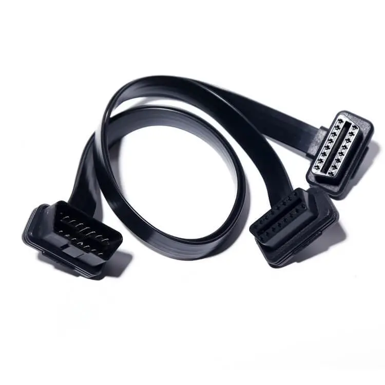 OBD2 16 Pin Diagnostic Cable Extension Cable 1 Male to 2 Female Splitter Right Angle 0.5M For Vehicle ECU Scanner