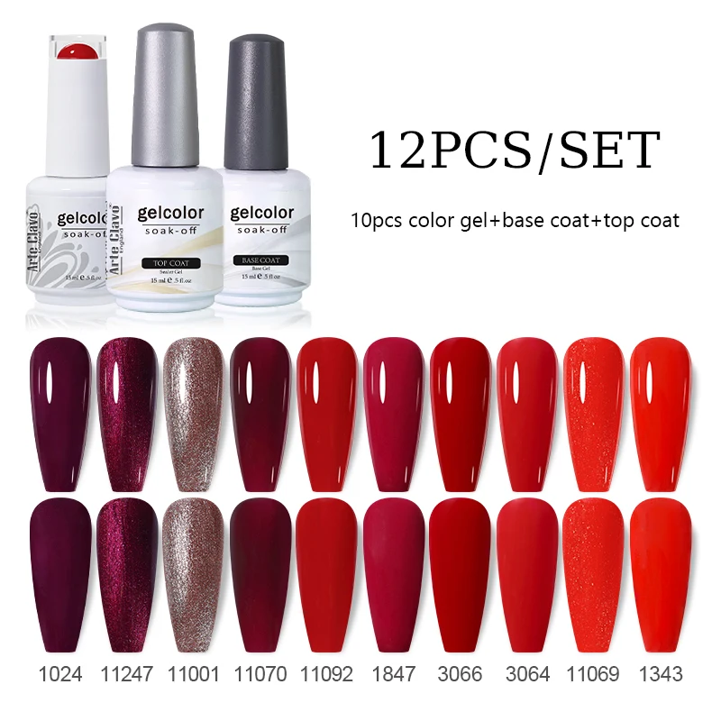 Arte Clavo 15ml Smalto per unghie gel UV 12 pezzi Colore/Set Gel LED Lakiery Hybrydowe Vernis Smalto per unghie Soak Off Design Manicure