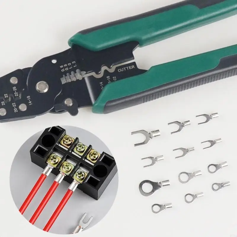 Conector engarzado M7DA, 320 Uds., Terminal anillo no aislado y conector horquilla