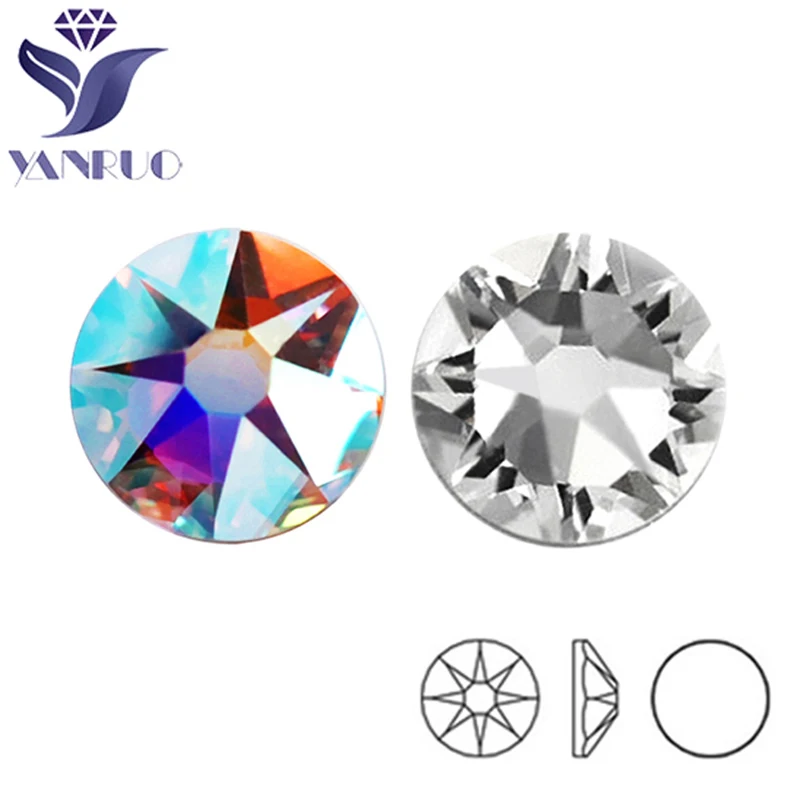 

YANRUO 2088NOHF AB/Clear Rhinestones Jewelry Making Crystal Crafts Flatback Glass Beauty Accessories Beads DIY Dress Decorations