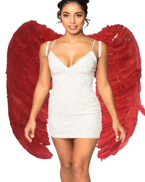 Mega size red color real hairy angel wing 100x85 cm