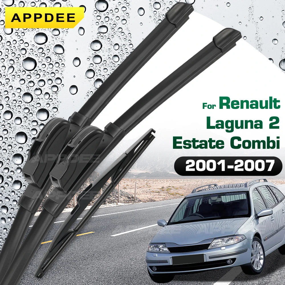 

Front & Rear Wiper For Renault Laguna 2 Estate Combi 2001-2007 Silicone & Rubber Wiper Blades Windshield Windscreen Window
