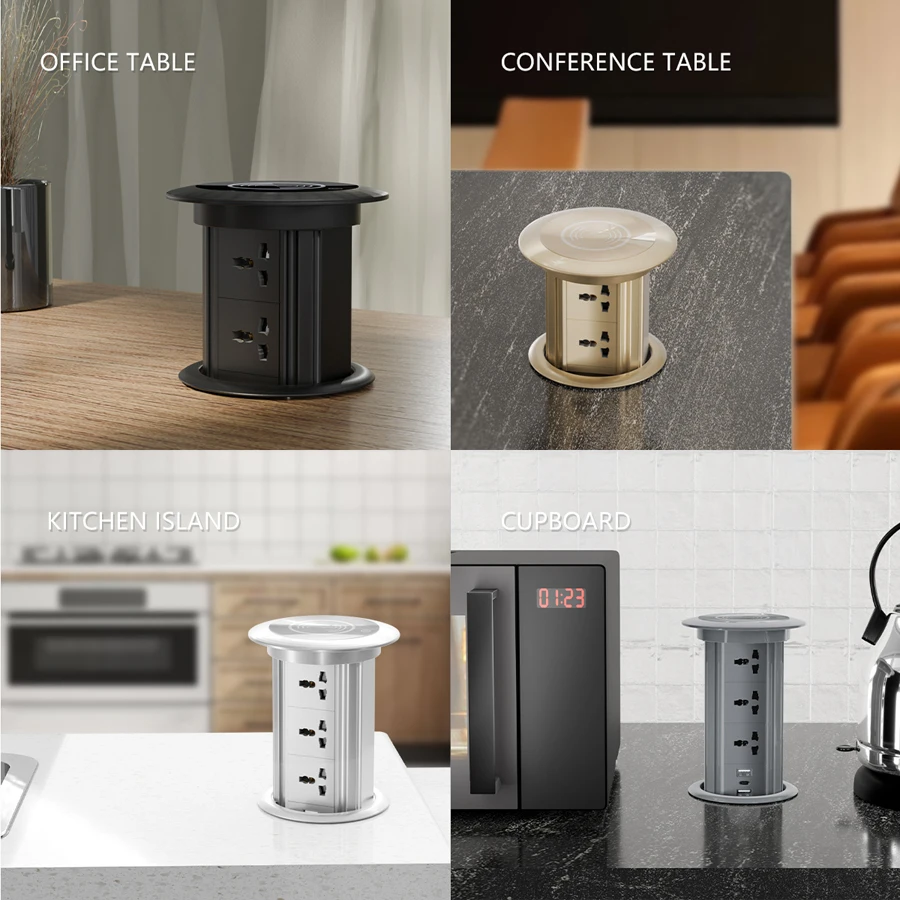 Joyhope Automatic Pop Up Socket EU FR UK US Universal Standard Plug Adapter Type-c USB Bluetooth Audio Lift Smart Home Appliance