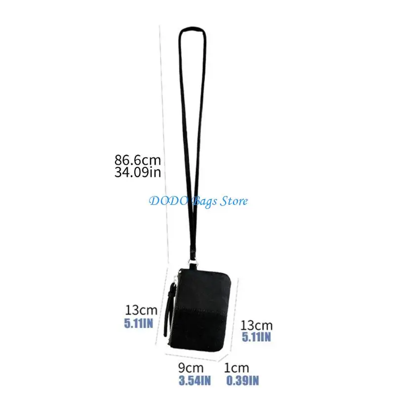 여행 및 쇼핑을 위한 끈 열쇠 주머니와 목 코드 PU 가죽 지갑이 있는 휴대용 표범 인쇄 동전 가방