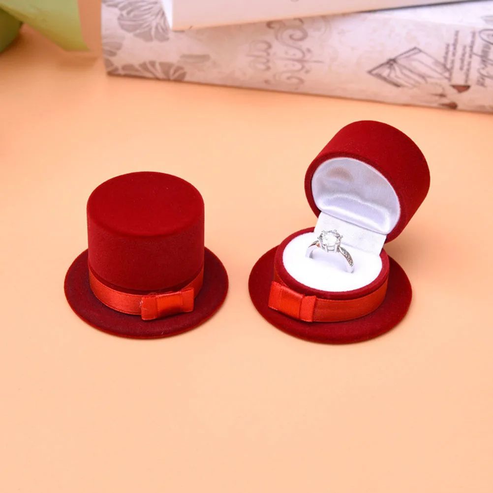 

Hat-shaped Ring Box Case Christmas Jewelry Boxes Engagement Ornament Decorations