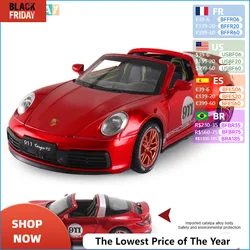 1/32 Alloy Model Car Porsche 911 Miniature 1/32 Die Cast Car Model Targa 4S Toy For Boy Kids Gift Hobby Metal Simulation Car