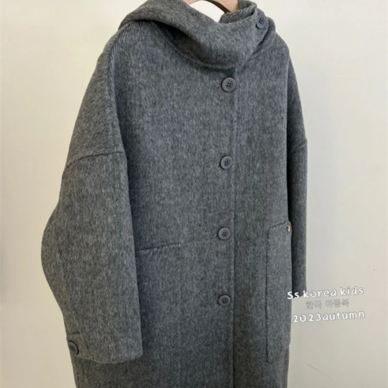 

Boys Woolen Coat Overcoat Jacket Windbreak 2024 Stripe Warm Plus Thicken Autumn Winter Cotton Christmas Gift Children's Clothing