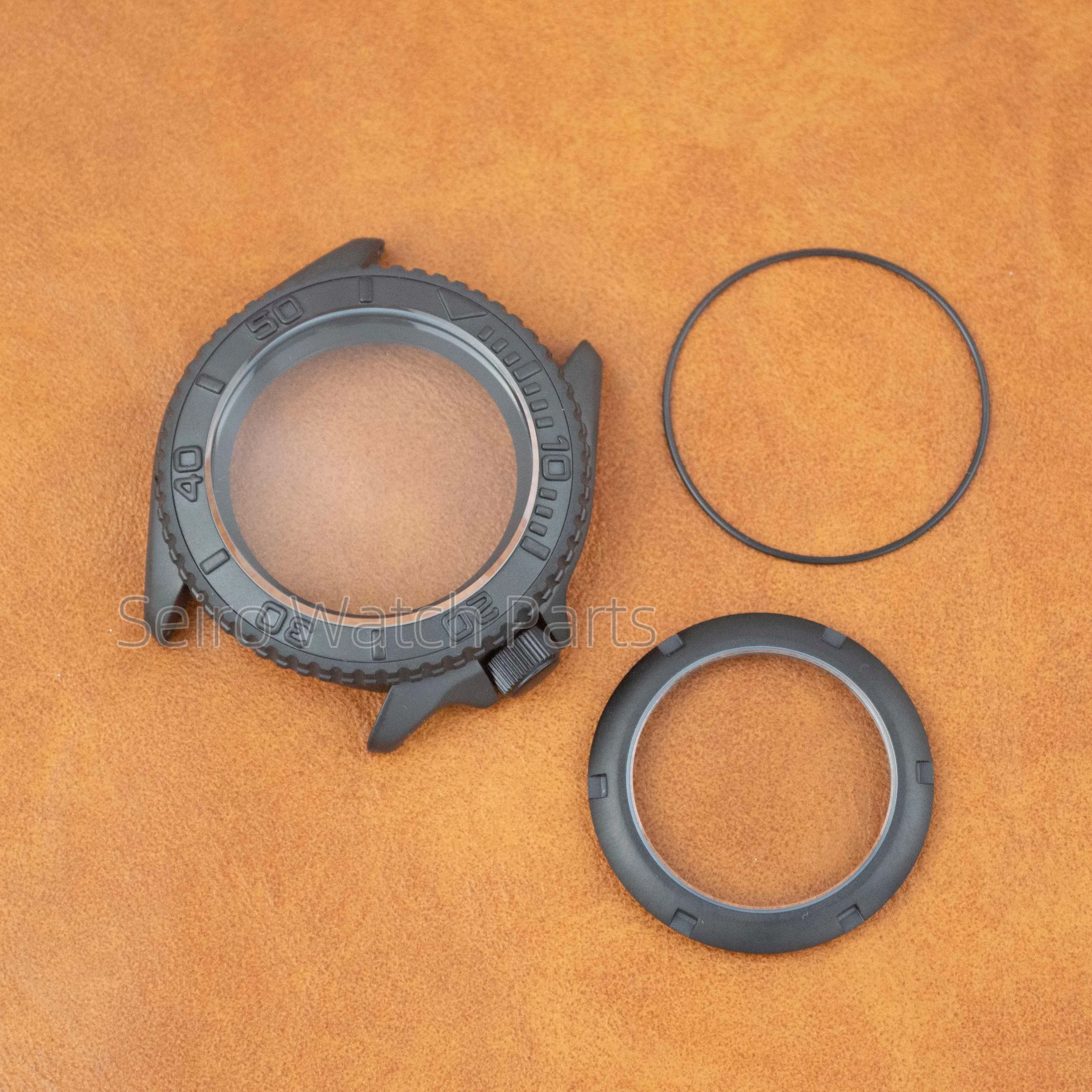 For SKX007 Case Black PVD Stainless Steel Watch Case Rubber Strap 10ATM Waterproof For NH34 NH35 NH36 Movement Men Watch Case