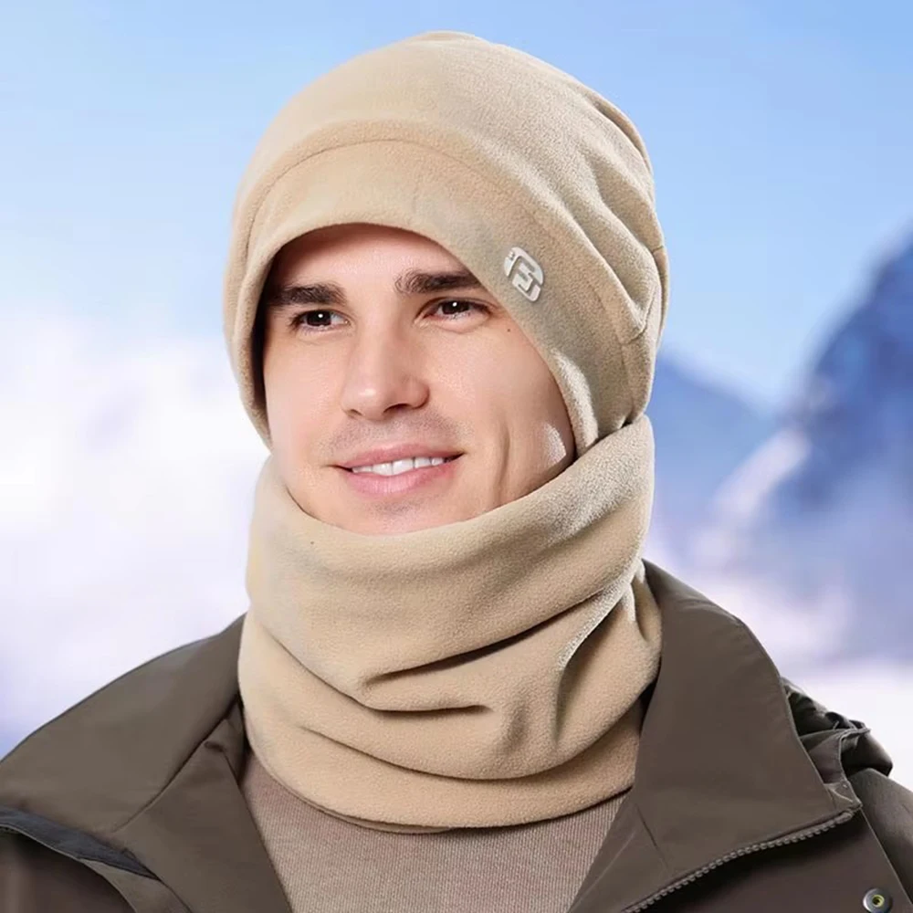 القبعات الشتوية الصوف القطبية سميكة الدافئة محبوك في الهواء الطلق ركوب الدراجات وشاح قبعة يندبروف قبعة الجمجمة قبعة صغيرة