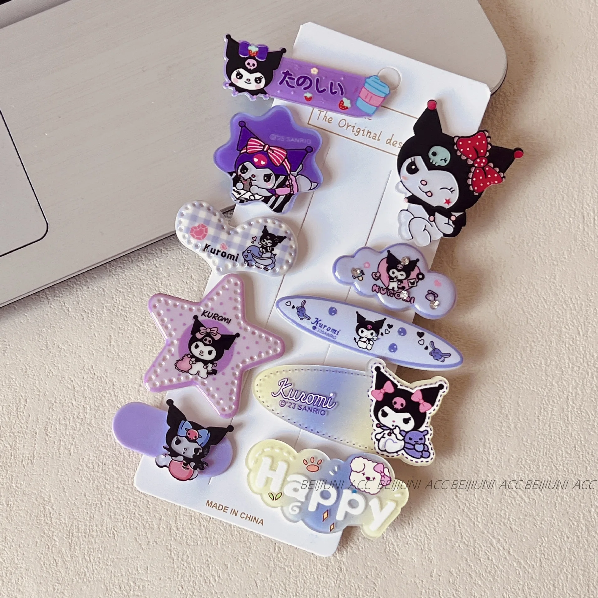 10 Pcs Summer Girl's Fashion Cartoon Hello Kitty Hair Pin Hairpin Cute KT Girls' Bangs Hair Accessories Baby Child Holiday Gifts