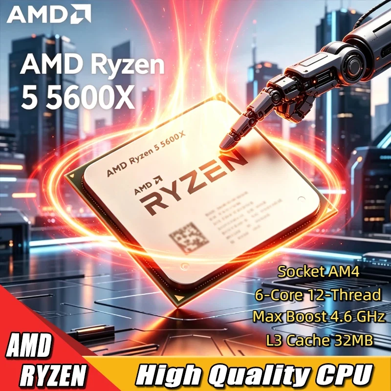 

AMD Ryzen 5 5600X AMD R5 5600X CPU 6-Core 12-Thread 4.6GHz Unlocked Desktop Processor Socket AM4 Gaming CPU Without Package